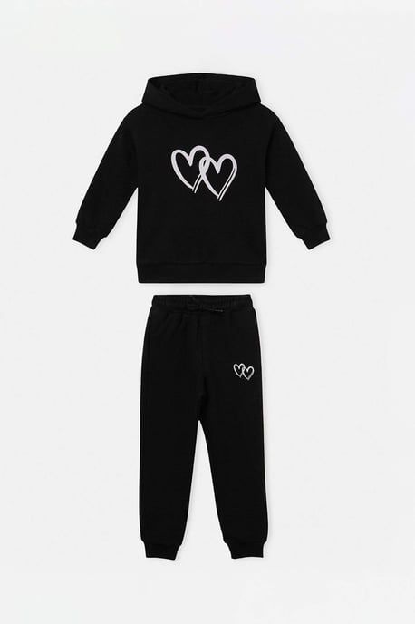 TRENDYOLKIDS Girls Black Plain Long Regular fit Two Piece Sets - Image 5