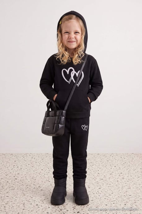 TRENDYOLKIDS Girls Black Plain Long Regular fit Two Piece Sets - Image 6