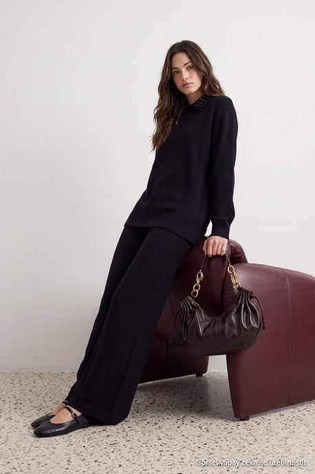Trendyol Modest Women's Black Plain Long Oversize Modest Two Piece Set - Image 2