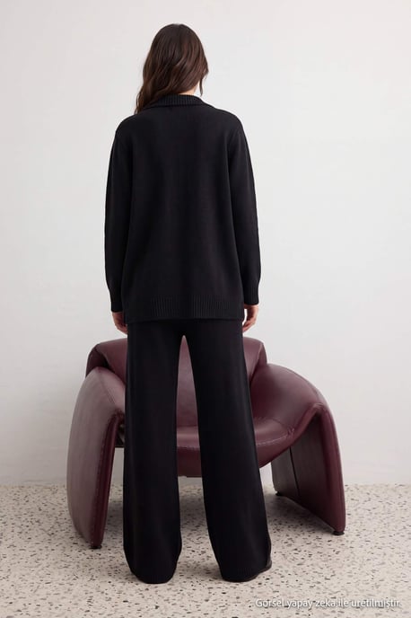 Trendyol Modest Women's Black Plain Long Oversize Modest Two Piece Set - Image 3
