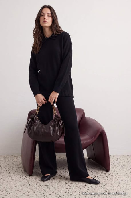 Trendyol Modest Women's Black Plain Long Oversize Modest Two Piece Set - Image 6