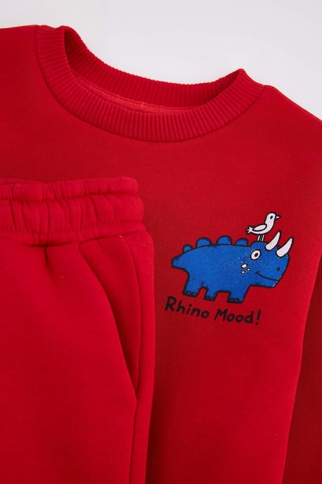 TRENDYOLKIDS Boys Red Graphic Long Oversize Two Piece Sets - Image 6