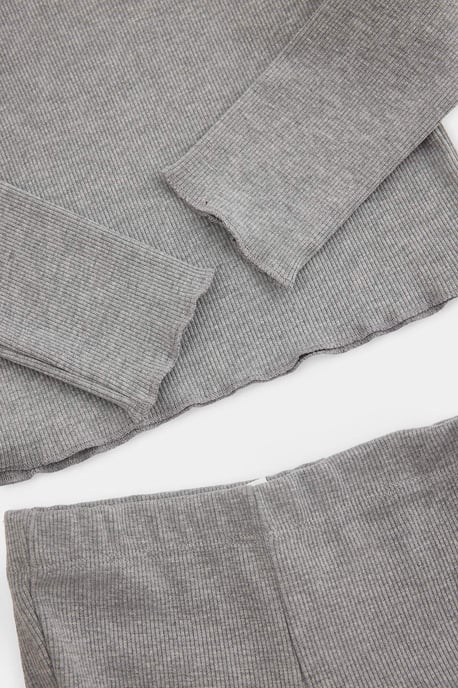 TRENDYOLKIDS Girls Gray Plain Long Regular fit Two Piece Sets - Image 2