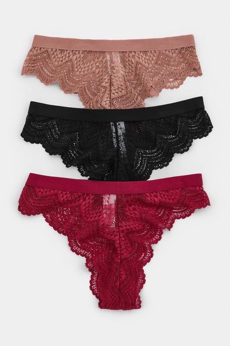 TRENDYOLMİLLA Women's 3 Pack Black Plain Briefs - Image 1
