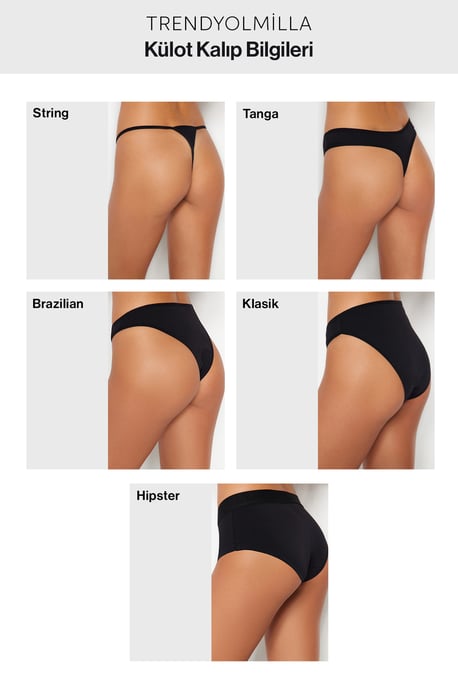 TRENDYOLMİLLA Women's 3 Pack Black Plain Briefs - Image 2