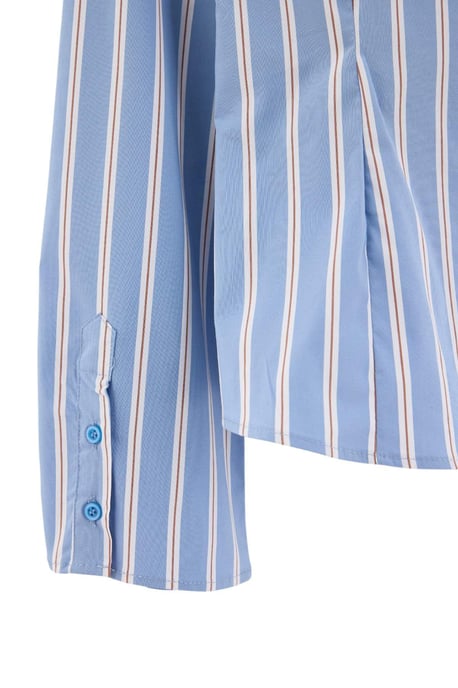 TRENDYOLMİLLA Dames Blauw Gestreept Lang, Getailleerd Overhemden - Image 3