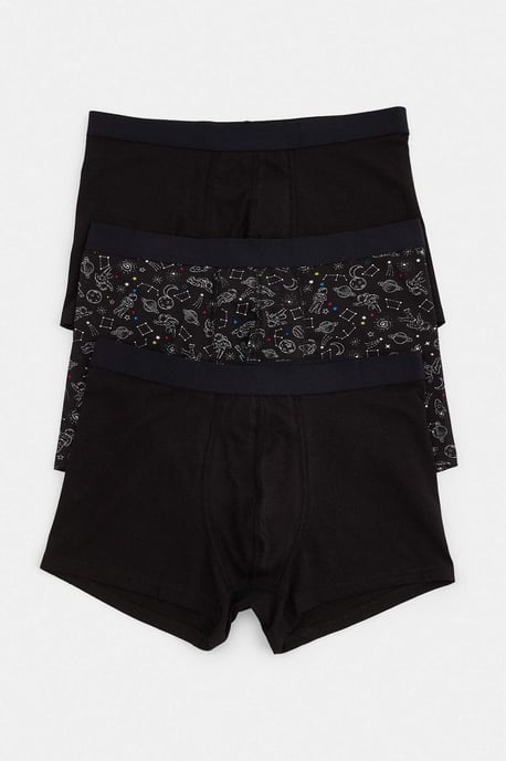 TRENDYOL MAN Men's 3 Pack Black Galaxy Boxer Shorts - Image 1