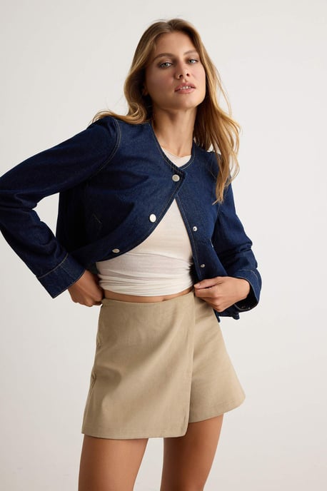 TRENDYOLMİLLA Dam Beige Enfärgad Hög midja Shorts Bermudashorts - Image 4