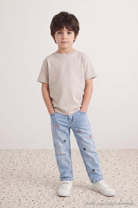 TRENDYOLKIDS Boys Dark blue Plain Normal waist Jeans - Image 2