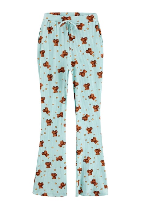 TRENDYOLMİLLA Dam Grå Djurmönster Utsvängd Normal midja Pyjamas- Underdelar - Image 1