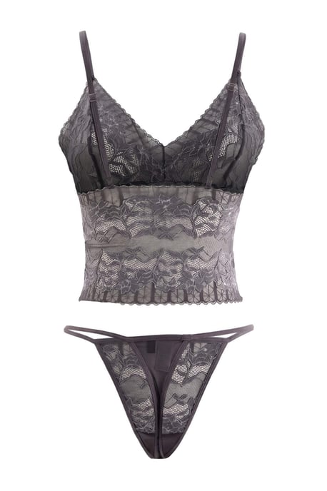 TRENDYOLMİLLA Dames 2-pack Grijs Effen Niet gevoerd Ondergoed Sets - Image 2