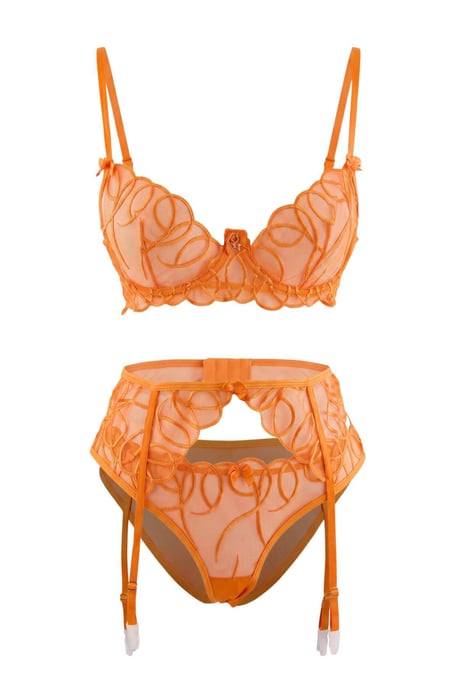 TRENDYOLMİLLA Dames 3-pack Oranje Effen Niet gevoerd Ondergoed Sets - Image 4