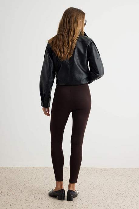 TRENDYOLMİLLA Women's Brown Plain Normal waist Leggings - Image 3