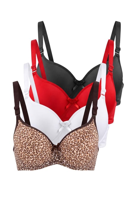 TRENDYOLMİLLA Women's 4 Pack Black Animal print Fixed cup Bras - Image 1