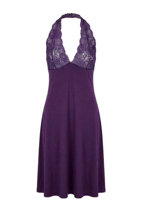 TRENDYOLMİLLA Women's Purple Plain Maxi Sleeveless Regular fit Nightgowns - Image 4