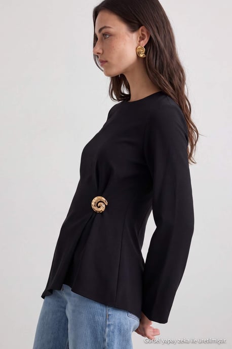 Trendyol Modest Women's Black Plain Long Regular fit Modest Tunics - Image 3