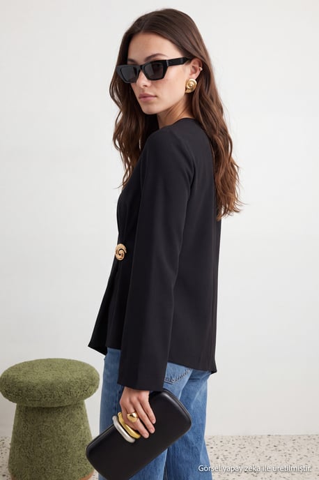 Trendyol Modest Women's Black Plain Long Regular fit Modest Tunics - Image 4