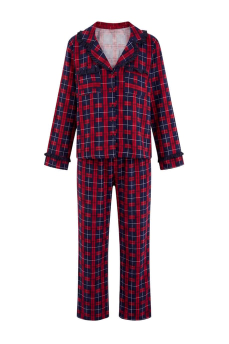 TRENDYOLMİLLA Dames Rood Geruit Lang, Regular fit Pyjama- Sets - Image 4