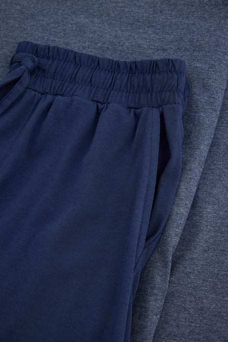 TRENDYOL MAN Men's Dark blue Slogan Long Regular fit Pajama Sets - Image 5