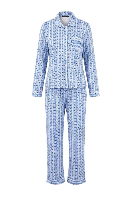 TRENDYOLMİLLA Dames 2-pack Blauw Met grafische print Lang Loungewear Regular fit Pyjama- Sets - Image 4