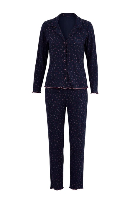 TRENDYOLMİLLA Dames 2-pack Donkerblauw Bloemenprint Lang, Regular fit Pyjama- Sets - Image 4