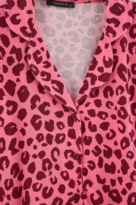 TRENDYOLMİLLA Dames 2-pack Paars Animal print Lang Loungewear Regular fit Pyjama- Sets - Image 3