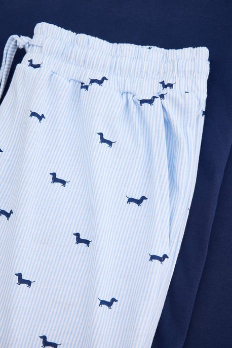 TRENDYOL MAN Herr Mörkblå Med slogan Lång, Regular fit Pyjamas- Set - Image 5