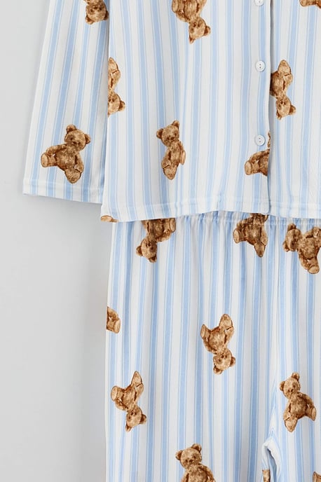 TRENDYOLMİLLA Dam 2-pack Blå Med grafiskt tryck Lång, Regular fit Pyjamas- Set - Image 4