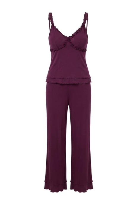 TRENDYOLMİLLA Dames 2-pack Paars Effen Mouwloos Loungewear Regular fit Pyjama- Sets - Image 2