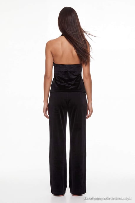 TRENDYOLMİLLA Dames Zwart Effen Lang, Regular fit Pyjama- Sets - Image 2