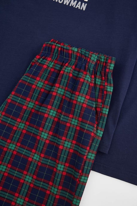 TRENDYOL MAN Men's Dark blue Plaid Long Regular fit Pajama Sets - Image 5