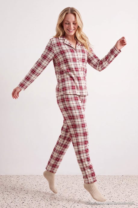TRENDYOLMİLLA Dam 2-pack Flerfärgad Med grafiskt tryck Lång, Regular fit Pyjamas- Set - Image 1