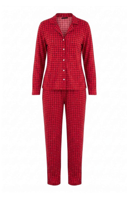 TRENDYOLMİLLA Dames 2-pack Rood Met grafische print Lang, Regular fit Pyjama- Sets - Image 3