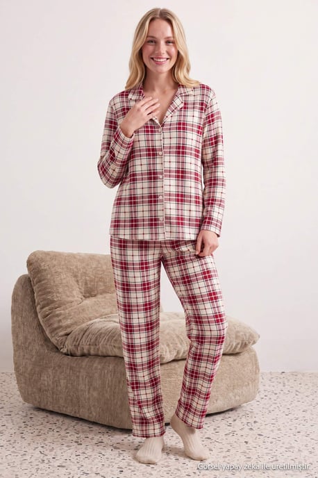 TRENDYOLMİLLA Dam 2-pack Flerfärgad Med grafiskt tryck Lång, Regular fit Pyjamas- Set - Image 2