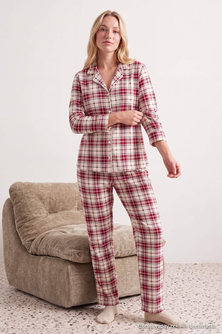 TRENDYOLMİLLA Dam 2-pack Flerfärgad Med grafiskt tryck Lång, Regular fit Pyjamas- Set - Image 6