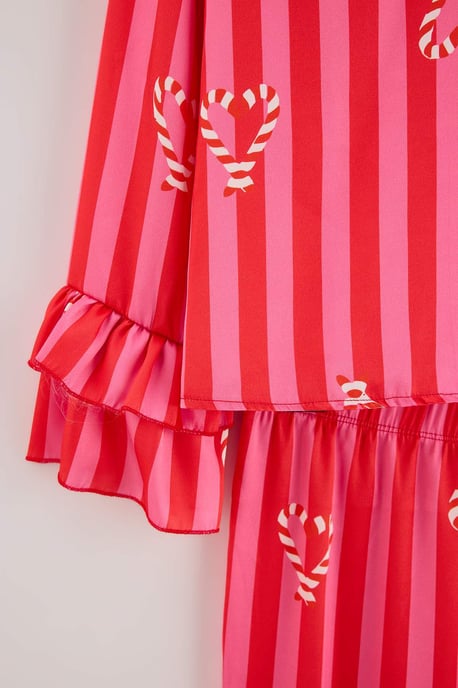 TRENDYOLMİLLA Dames Roze Kerst- Lang, Regular fit Pyjama- Sets - Image 3
