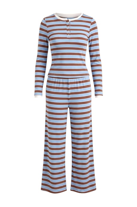 TRENDYOLMİLLA Dam 2-pack Blå Randig Lång Loungewear Regular fit Pyjamas- Set - Image 1