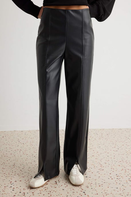 TRENDYOLMİLLA Women's Black Plain Flare Normal waist Trousers - Image 2
