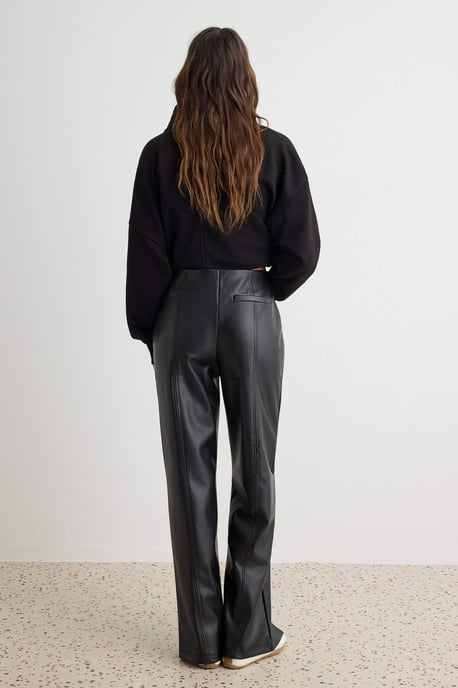 TRENDYOLMİLLA Women's Black Plain Flare Normal waist Trousers - Image 3