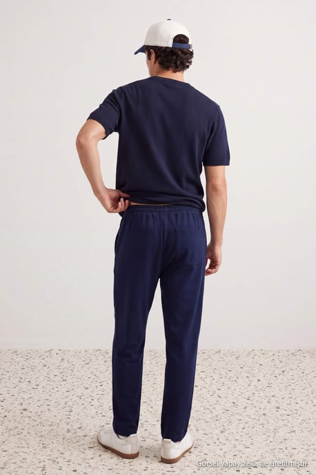 TRENDYOL MAN Men's Dark blue Slogan Normal waist Sweatpants - Image 3