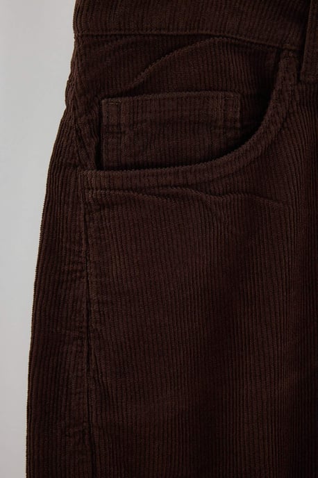 TRENDYOL MAN Men's Brown Plain Straight Normal waist Trousers - Image 3