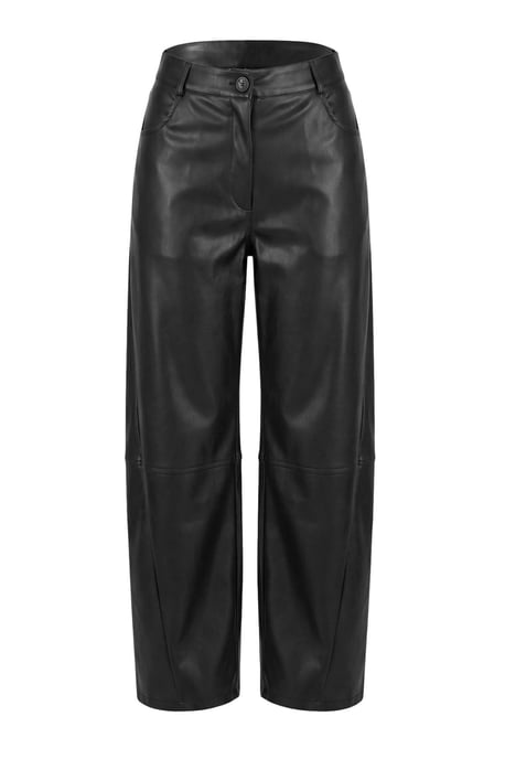 TRENDYOLMİLLA Women's Black Plain Barrel Normal waist Trousers - Image 4