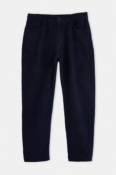 TRENDYOL MAN Men's Dark blue Plain Straight Normal waist Trousers - Image 1