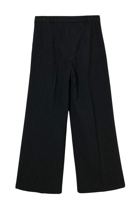 TRENDYOLMİLLA Women's Gray Striped Wide Leg Normal waist Trousers - Image 2