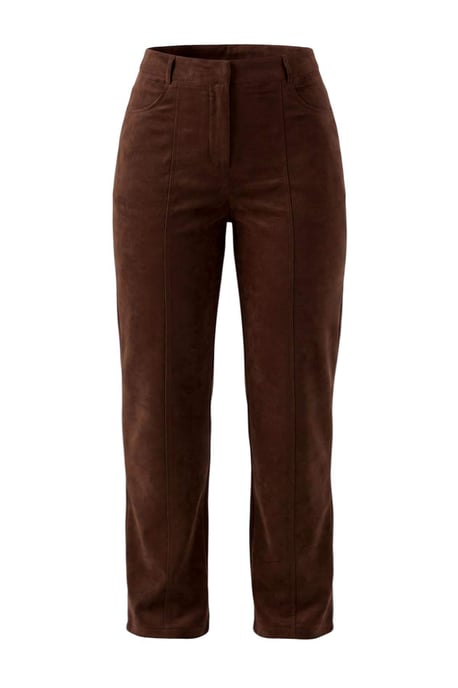 TRENDYOLMİLLA Women's Brown Plain Straight Normal waist Trousers - Image 1