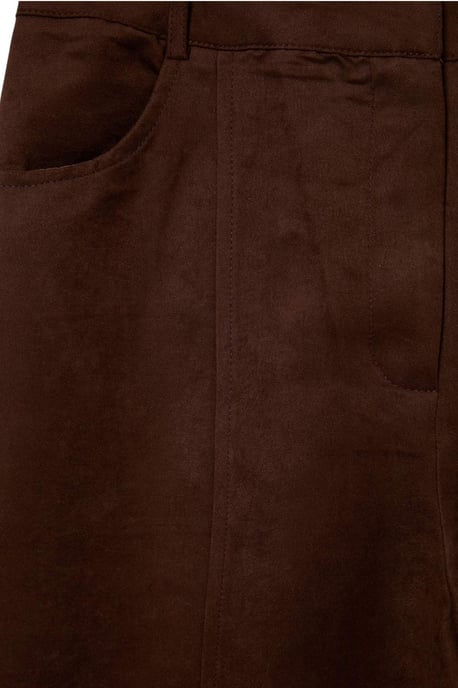 TRENDYOLMİLLA Women's Brown Plain Straight Normal waist Trousers - Image 2