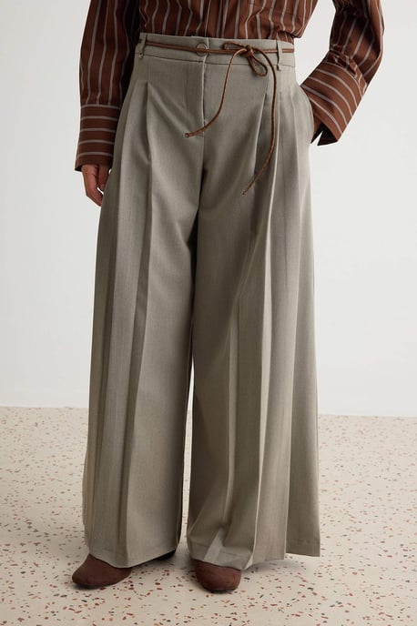 TRENDYOLMİLLA Women's Dark blue Plain Wide Leg Normal waist Trousers - Image 2