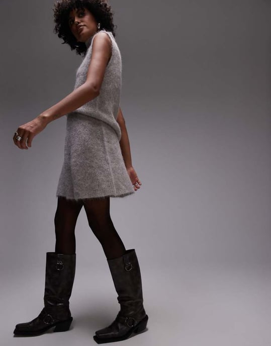 Selected Femme knitted skirt in grey - Image 2