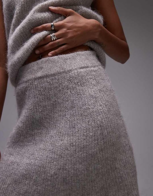 Selected Femme knitted skirt in grey - Image 4