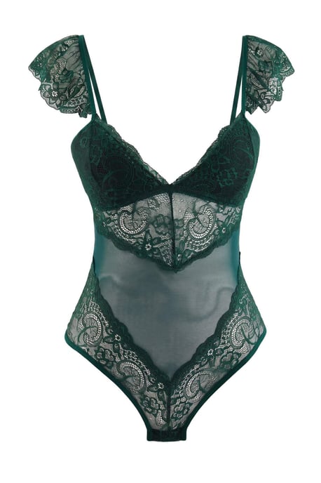 TRENDYOLMİLLA Women's Green Plain Sleeveless Fitted Bodysuits - Image 3